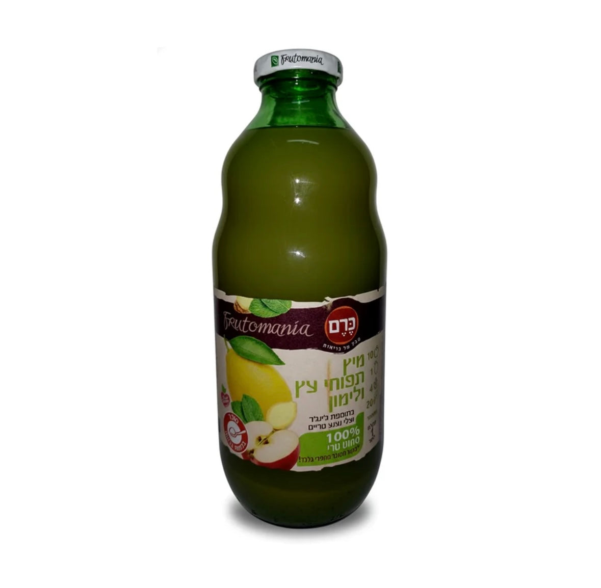 מיץ תפוחי עץ ולימון 100% סחוט טרי עם ג׳ינג׳ר ונענע 1 ליטר