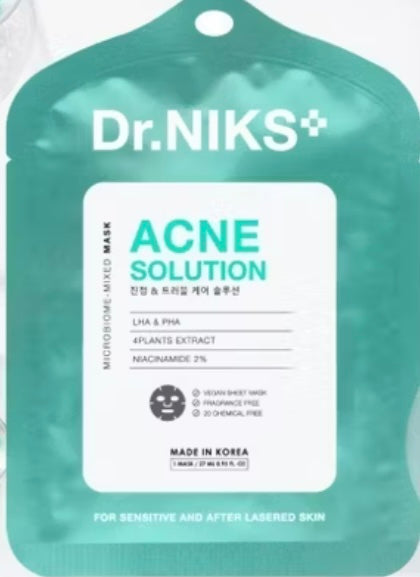 Dr.NIKS Acne Solution מסכת פרימיום קוריאנית לעור אקנתי ופוסט אקנתי