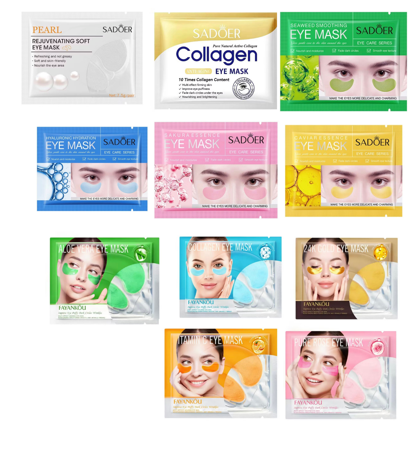 מגוון מסכות עיניים